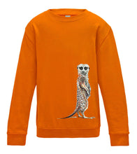 JanaRoos - T-shirts and Sweaters - Kid's Sweater - Packshot - Hand drawn illustration - Round neck - Long sleeves - Cotton - Oranje- orange - meerkat - stokstaartje