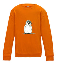 JanaRoos - T-shirts and Sweaters - Kid's Sweater - Packshot - Hand drawn illustration - Round neck - Long sleeves - Cotton - orange - oranje - penguin - pinguin