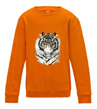 JanaRoos - T-shirts and Sweaters - Kid's Sweater - Packshot - Hand drawn illustration - Round neck - Long sleeves - Cotton - orange crush - oranje -Siberian tiger - Siberische tijger
