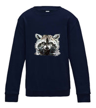 JanaRoos - T-shirts and Sweaters - Kid's Sweater - Packshot - Hand drawn illustration - Round neck - Long sleeves - Cotton - oxford navy - donker navy blauw - raccoon - wasbeer - wasbeertje