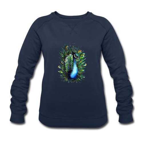 JanaRoos - T-shirts and Sweaters - Sweater - Packshot - Hand drawn illustration - Round neck - Long sleeves - Cotton - Blue - Blauw - Peacock - Pauw