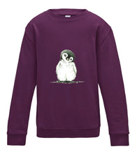 JanaRoos - T-shirts and Sweaters - Kid's Sweater - Packshot - Hand drawn illustration - Round neck - Long sleeves - Cotton -purple - plum - paars - penguin - pinguin