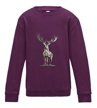 JanaRoos - T-shirts and Sweaters - Kid's Sweater - Packshot - Hand drawn illustration - Round neck - Long sleeves - Cotton - Plum - purple - paars - Reindeer - deer - hert - rendier