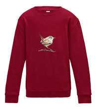 JanaRoos - T-shirts and Sweaters - Kid's Sweater - Packshot - Hand drawn illustration - Round neck - Long sleeves - Cotton - red hot chilli - dieprood - wren- winterkoninkje