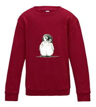 JanaRoos - T-shirts and Sweaters - Kid's Sweater - Packshot - Hand drawn illustration - Round neck - Long sleeves - Cotton - red hot chilli - donker rood - penguin - pinguin