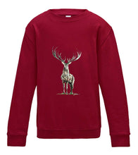 JanaRoos - T-shirts and Sweaters - Kid's Sweater - Packshot - Hand drawn illustration - Round neck - Long sleeves - Cotton - red hot chilli - diep rood - Reindeer - deer - hert - rendier