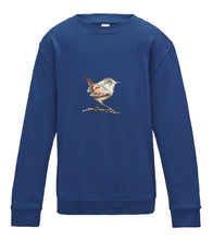 JanaRoos - T-shirts and Sweaters - Kid's Sweater - Packshot - Hand drawn illustration - Round neck - Long sleeves - Cotton - royal blue - royaal blauw - wren- winterkoninkje