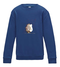 JanaRoos - T-shirts and Sweaters - Kid's Sweater - Packshot - Hand drawn illustration - Round neck - Long sleeves - Cotton - royal blue - Blauw - Valentine's hedghog