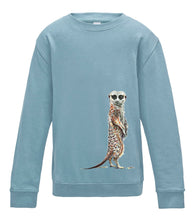 JanaRoos - T-shirts and Sweaters - Kid's Sweater - Packshot - Hand drawn illustration - Round neck - Long sleeves - Cotton - licht blauw- Sky Blue - meerkat - stokstaartje