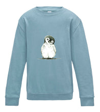 JanaRoos - T-shirts and Sweaters - Kid's Sweater - Packshot - Hand drawn illustration - Round neck - Long sleeves - Cotton - Sky blue - hemels blauw - penguin - pinguin