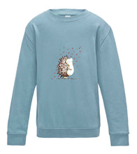 JanaRoos - T-shirts and Sweaters - Kid's Sweater - Packshot - Hand drawn illustration - Round neck - Long sleeves - Cotton - sky blue - Blauw - Valentine's hedghog