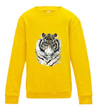 JanaRoos - T-shirts and Sweaters - Kid's Sweater - Packshot - Hand drawn illustration - Round neck - Long sleeves - Cotton - Sun yellow - geel - Siberian tiger - Siberische tijger