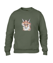 JanaRoos - T-shirts and Sweaters - Sweater - Packshot - Hand drawn illustration - Round neck - Long sleeves - Cotton - Khaki Green - Groen - Fire Fox - Vos