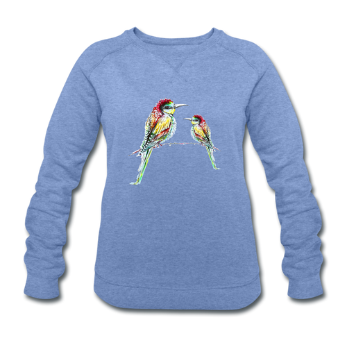 JanaRoos - T-shirts and Sweaters - Sweater - Packshot - Hand drawn illustration - Round neck - Long sleeves - Cotton - Blauw - Colorfull bird - Ijsvogel