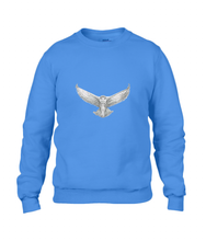 JanaRoos - T-shirts and Sweaters - Sweater - Packshot - Hand drawn illustration - Round neck - Long sleeves - Cotton - Blauw - Blue - snowy owl - sneeuwuil
