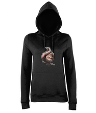 JanaRoos - women's Hoodie - Packshot - Hand drawn illustration - Round neck - Long sleeves - Cotton -black-squirrel