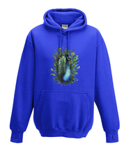 JanaRoos - Hoodies - Kids Hoodie - Packshot - Hand drawn illustration - Round neck - Long sleeves - Cotton - royal blue - royaal blauw - peacock - pauw