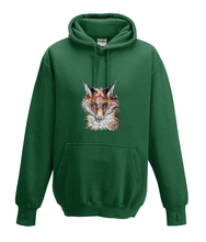 JanaRoos - Hoodies - Kids Hoodie - Packshot - Hand drawn illustration - Round neck - Long sleeves - Cotton - bottle green - fles groen -mister fox - vos