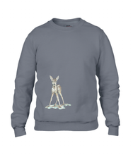 JanaRoos - T-shirts and Sweaters - Sweater - Packshot - Hand drawn illustration - Round neck - Long sleeves - Cotton - charcoal - grijs - Bambi - baby deer - hert