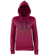 JanaRoos - women's Hoodie - Packshot - Hand drawn illustration - Round neck - Long sleeves - Cotton - red hot chilli - blue butterflies