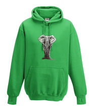 JanaRoos - Hoodies - Kids Hoodie - Packshot - Hand drawn illustration - Round neck - Long sleeves - Cotton - kelly green - groen - elephant - olifant