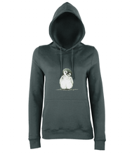 JanaRoos - women's Hoodie - Packshot - Hand drawn illustration - Round neck - Long sleeves - Cotton - charcoal grey - penguin