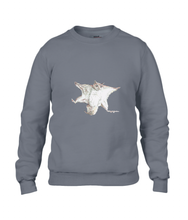 JanaRoos - T-shirts and Sweaters - Sweater - Packshot - Hand drawn illustration - Round neck - Long sleeves - Cotton - charcoal - grijs - flying squirrel - vliegende eekhoorn