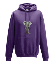 JanaRoos - Hoodie - Packshot - Hand drawn illustration - Round neck - Long sleeves - Cotton - purple - olifant - elephant
