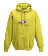 JanaRoos - Hoodies - Kids Hoodie - Packshot - Hand drawn illustration - Round neck - Long sleeves - Cotton - yellow - geel  - flamingo's
