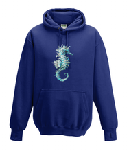 JanaRoos - Hoodies - Kids Hoodie - Packshot - Hand drawn illustration - Round neck - Long sleeves - Cotton - oxford navy blue - marine blauw - sea horse - zeepaardje
