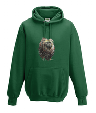 JanaRoos - Hoodies - Kids Hoodie - Packshot - Hand drawn illustration - Round neck - Long sleeves - Cotton - bottle green - fles groen - golden lion monkey - leeuwaapje