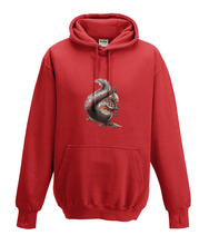 JanaRoos - Hoodies - Kids Hoodie - Packshot - Hand drawn illustration - Round neck - Long sleeves - Cotton - fire red - vuurrood - squirrel - eekhoorn  