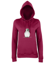 JanaRoos - women's Hoodie - Packshot - Hand drawn illustration - Round neck - Long sleeves - Cotton - red hot chilli- penguin