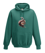 JanaRoos - Hoodies - Kids Hoodie - Packshot - Hand drawn illustration - Round neck - Long sleeves - Cotton - jade - appelblauw zeegroen - squirrel - eekhoorn  
