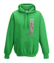 JanaRoos - Hoodies - Kids Hoodie - Packshot - Hand drawn illustration - Round neck - Long sleeves - Cotton - kelly green - gras groen - meerkat - stokstaartje