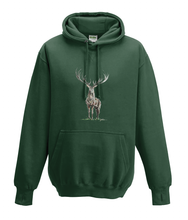 JanaRoos - Hoodies - Kids Hoodie - Packshot - Hand drawn illustration - Round neck - Long sleeves - Cotton - forest green - mos groen - deer - reindeer - hert - rendier - colored - gekleurd