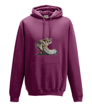 JanaRoos - Hoodie - Packshot - Hand drawn illustration - Round neck - Long sleeves - Cotton -burgundy- foxy - vos