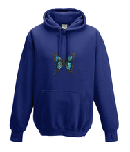 JanaRoos - Hoodies - Kids Hoodie - Packshot - Hand drawn illustration - Round neck - Long sleeves - Cotton - oxford navy blue - marine blauw -  butterfly - vlinder
