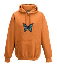 JanaRoos - Hoodies - Kids Hoodie - Packshot - Hand drawn illustration - Round neck - Long sleeves - Cotton - orange - oranje -  butterfly - vlinder