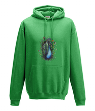 JanaRoos - Hoodie - Packshot - Hand drawn illustration - Round neck - Long sleeves - Cotton - green - peacock - pauw