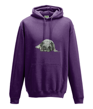 JanaRoos - Hoodie - Packshot - Hand drawn illustration - Round neck - Long sleeves - Cotton -purple -pugg- mops