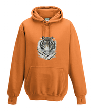 JanaRoos - Hoodies - Kids Hoodie - Packshot - Hand drawn illustration - Round neck - Long sleeves - Cotton - orange - oranje - Siberian tiger - siberische tijger - colored - gekleurd