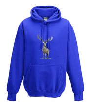 JanaRoos - Hoodies - Kids Hoodie - Packshot - Hand drawn illustration - Round neck - Long sleeves - Cotton - royal blue - royaal blauw - deer - reindeer - hert - rendier - colored - gekleurd