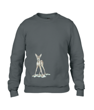 JanaRoos - T-shirts and Sweaters - Sweater - Packshot - Hand drawn illustration - Round neck - Long sleeves - Cotton - Black - Zwart - Bambi - baby deer - hert