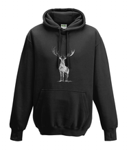 JanaRoos - Hoodies - Kids Hoodie - Packshot - Hand drawn illustration - Round neck - Long sleeves - Cotton - black - zwart - deer - reindeer - hert - rendier - black/white - zwart/wit