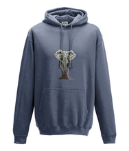JanaRoos - Hoodie - Packshot - Hand drawn illustration - Round neck - Long sleeves - Cotton - airforce blue - elephant - olifant