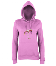 JanaRoos - women's Hoodie - Packshot - Hand drawn illustration - Round neck - Long sleeves - Cotton -candyfloss pink - flamingo