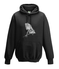 JanaRoos - Hoodies - Kids Hoodie - Packshot - Hand drawn illustration - Round neck - Long sleeves - Cotton - black - zwart - iguana - igujana -black/white - zwart/wit