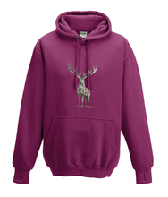 JanaRoos - Hoodies - Kids Hoodie - Packshot - Hand drawn illustration - Round neck - Long sleeves - Cotton - burgundy - licht paars - deer - reindeer - hert - rendier - colored - gekleurd