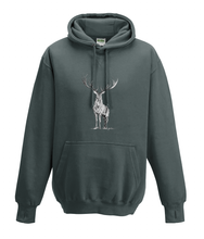 JanaRoos - Hoodies - Kids Hoodie - Packshot - Hand drawn illustration - Round neck - Long sleeves - Cotton - charcoal grey - grijs - deer - reindeer - hert - rendier - black/white - zwart/wit